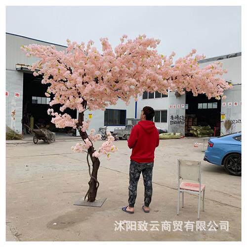 仿真桃花树酒店橱窗装饰桃花枝假树延伸型仿真樱花树许愿树
