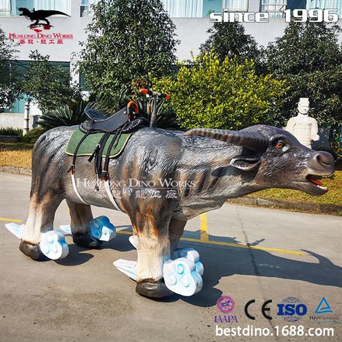 大型仿真电动机械硅胶恐龙基模仿真动物电动行走大水牛玩具模型.