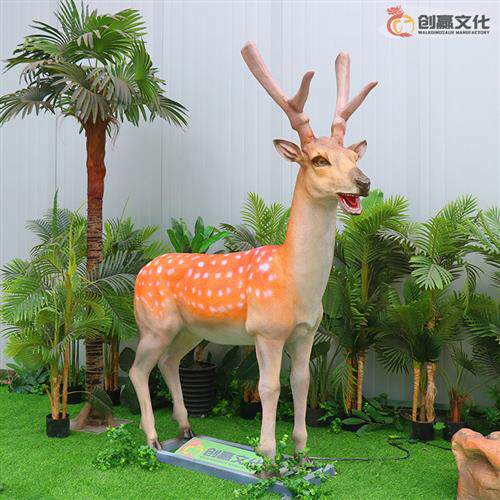 会动会叫仿真模拟梅花鹿机械仿真动物装置户外展览博物馆科普
