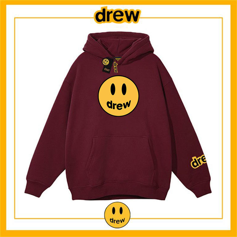 drew笑脸比伯高街潮牌穿搭连帽卫衣欧美时尚情侣休闲秋冬加厚外套