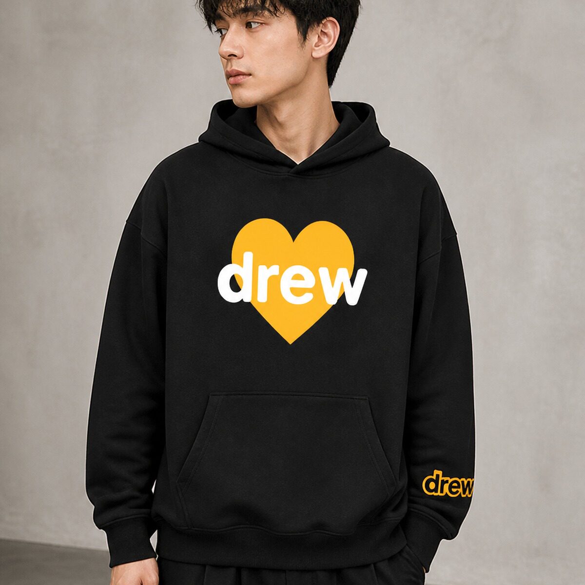 drew笑脸连帽卫衣外套秋冬潮牌情侣纯棉上衣潮流男女同款美式复古