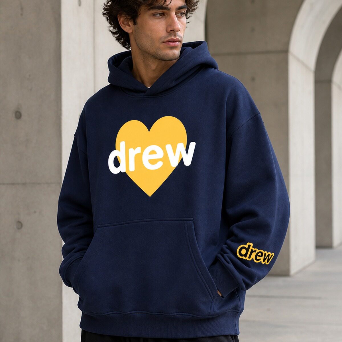 drew笑脸连帽卫衣外套秋冬上衣潮牌情侣纯棉百搭男女同款美式复古