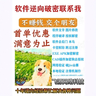 软件破密解密程序逆向反编译卡密破译脚本去授权码exe脱壳破jie