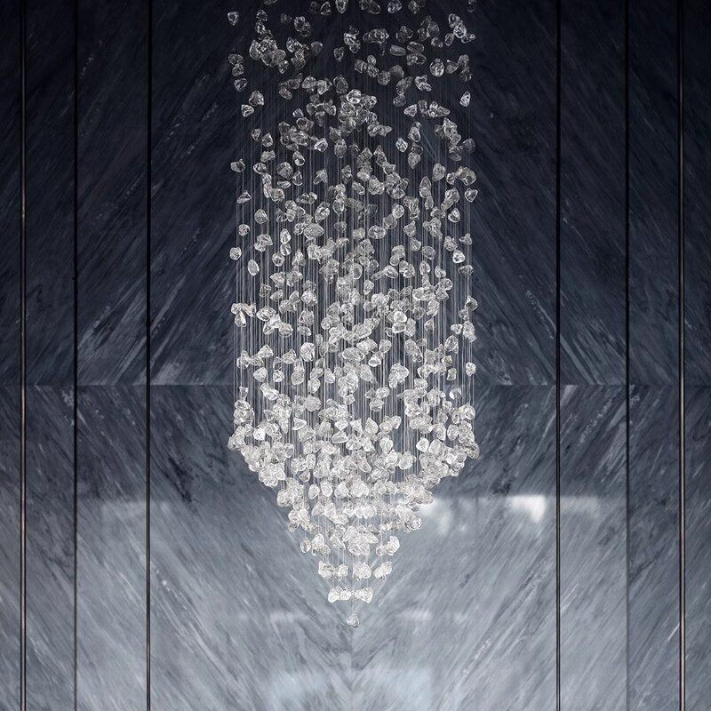 酒店大堂个性创意简约白色石头造型吊灯别墅沙盘定制玻璃装饰灯具