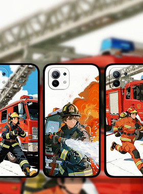适用小米15Pro14p13Ultra12x11s消防员漫画风手机壳Civi5中国消防救援红米Note12TURBO周边定制k80k70k60k50e