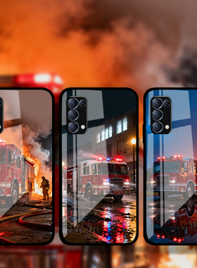 适用OPPOReno14Pro13p12p11p10消防车消防员手机壳中国消防救援FindX8Pro照片定制k12k11钢化玻璃壳RealmeGT7