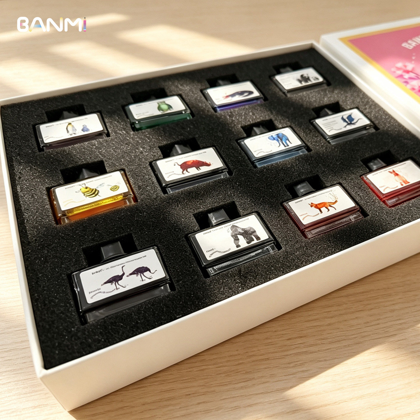 BANMI班米限定彩墨套装精灵动物金粉彩色墨水日系淡彩防水墨水钢笔勾线彩色墨水手绘漫画染卡防潮湿抗晕染