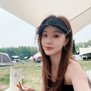 运动风空顶帽黑色刺绣字母硬质女夏季防紫外线防晒遮阳帽网球帽子