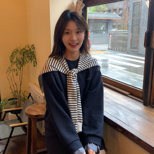 ins黑白条纹披肩女春秋外搭配裙子韩系办公室空调房护颈小坎肩潮