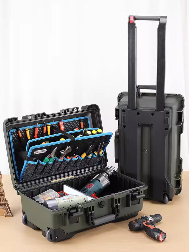 방수 및 낙하 방지 도구 상자 다기능 전기 기사 전기 드릴 하드웨어 보관 상자 풀로드 수리 상자 대형