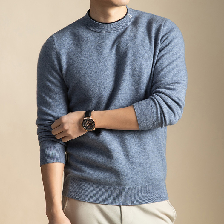 普通毛线圆领直筒型休闲风套头针织衫/毛衣