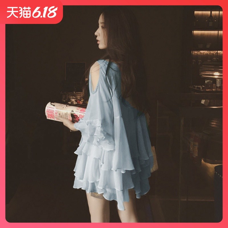 2020夏季新款韩版心机露肩V领超仙短袖雪纺衫女宽松上衣洋气小衫在类目 女装/女士精品, 蕾丝衫/雪纺衫中 - 来自Buy2taobao.com提供专业的淘宝代购服务