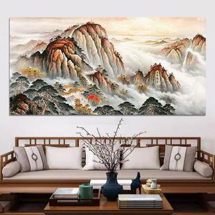 五岳独尊泰山靠山图办公室背景墙贴装饰画高山大山图自粘壁画定制