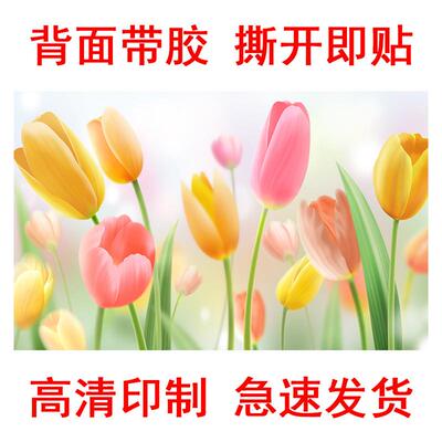 墙纸自粘玫瑰花郁金香壁画贴纸卧室装饰画墙贴床头背景墙画贴画