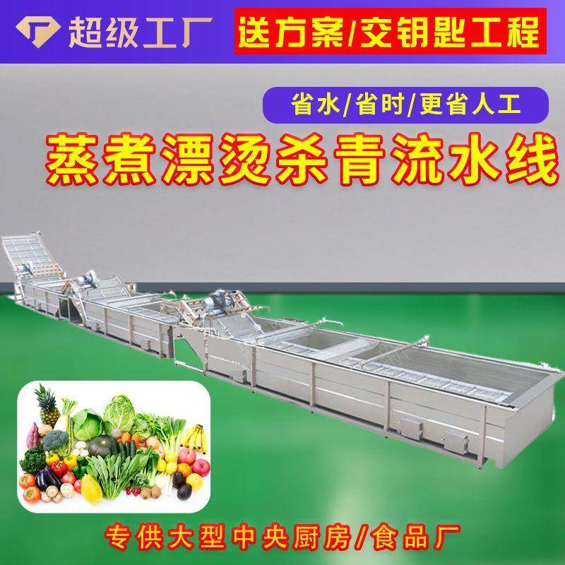 蒸煮漂烫杀青流水线 全自动叶菜类清洗杀青机 豆角加工预煮流水线