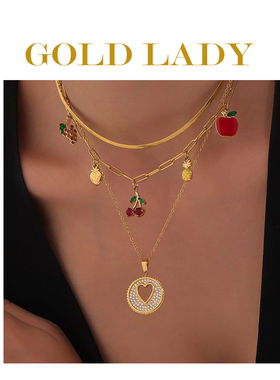 法式复古气质金色项链锁骨链配饰