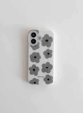 适用小众白底灰色花朵苹果17/16/15Promax手机壳14 · 苹果17promax