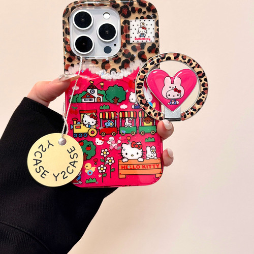 可爱卡通闪片豹纹小火车Kitty猫IMD手机壳适用iPhone · 单磁吸壳 iPhone 14