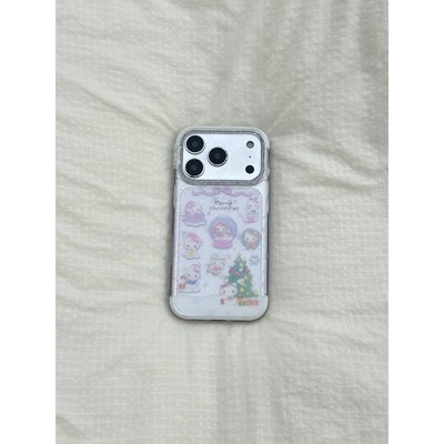 网红款闪粉镜框双层可爱圣诞树Kitty猫咪适用苹果17手机壳iPhone16promax新款17Pro防摔16苹果17pm女款14Pro