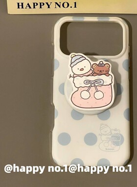 网红款蓝色波点袜子雪人磁吸适用苹果14iPhone手机壳防摔双层16全包防水