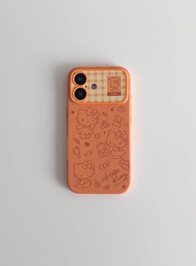 网红款软萌卡通橙色Kitty苹果17/16/15ProMax手机壳新款
