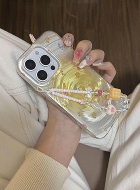 ins黄色漩涡碎花iPhone16pro Max苹果15pro手机壳13/14女15双层16 · 单壳 16