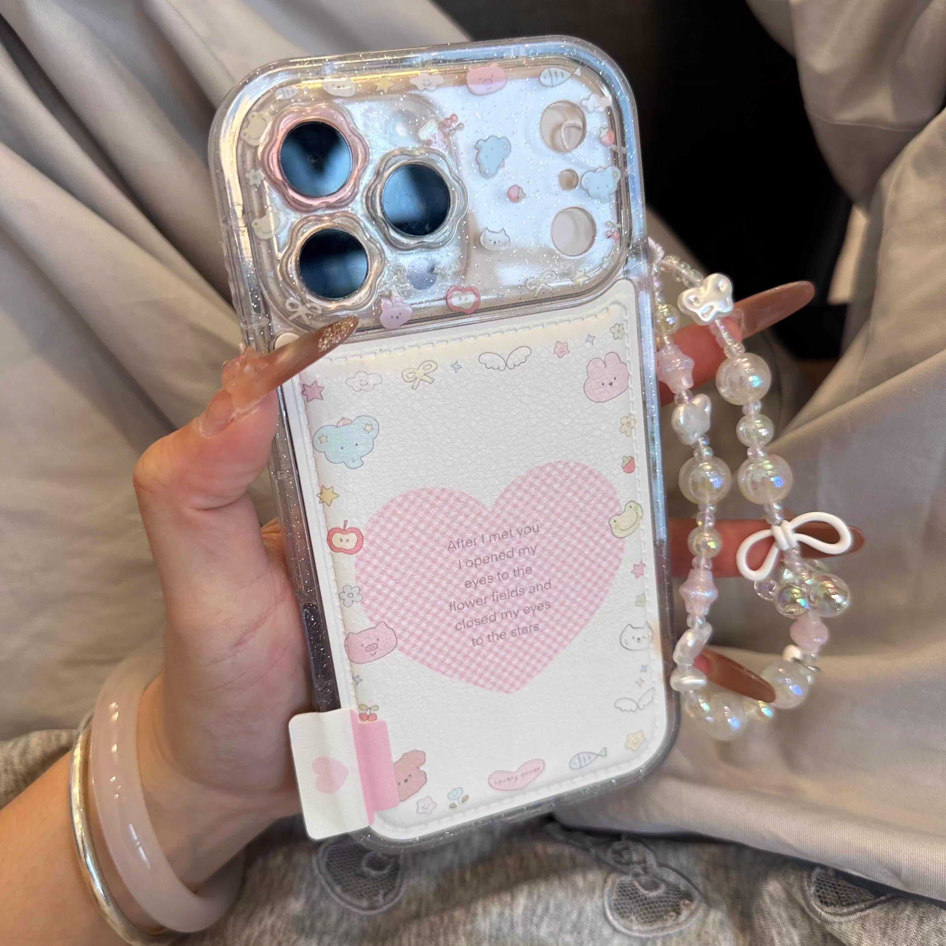 可爱小清新鼓包皮质爱心动物手机壳适用苹果17promax新款IM