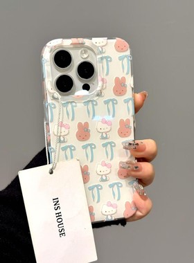 卡通蓝色蝴蝶结米菲兔适用ihone16promax苹果15pro手机壳14新款13 · 苹果13