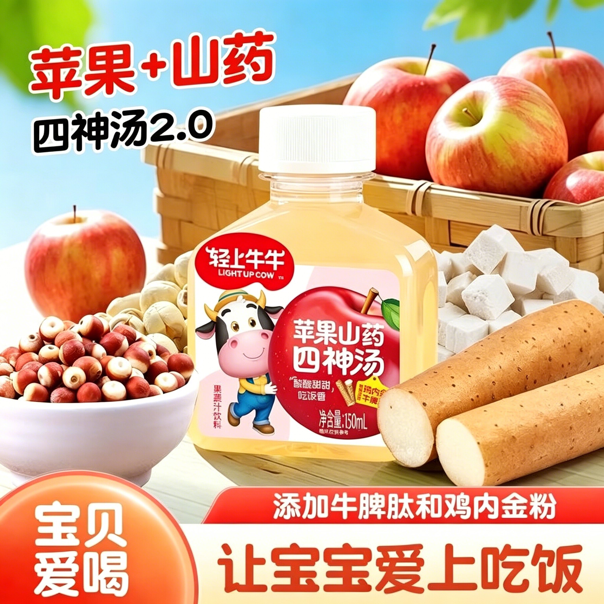 轻上苹果山药四神汤儿童果蔬汁
