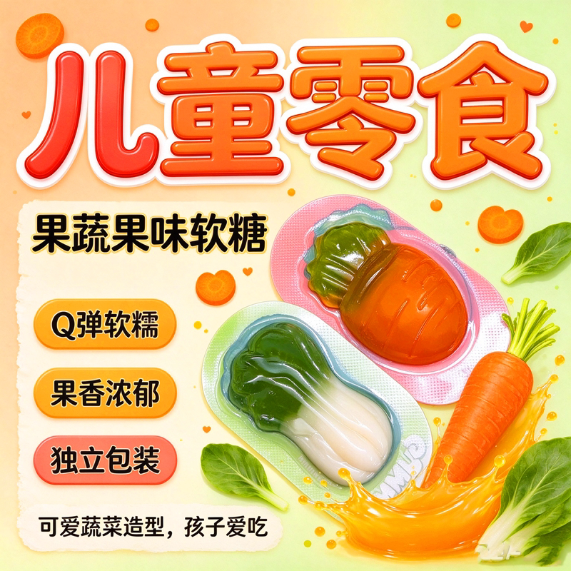 12D 蔬蔬果创意蔬菜造型软糖果蔬软糖 Q弹好吃儿童休闲小零食糖果
