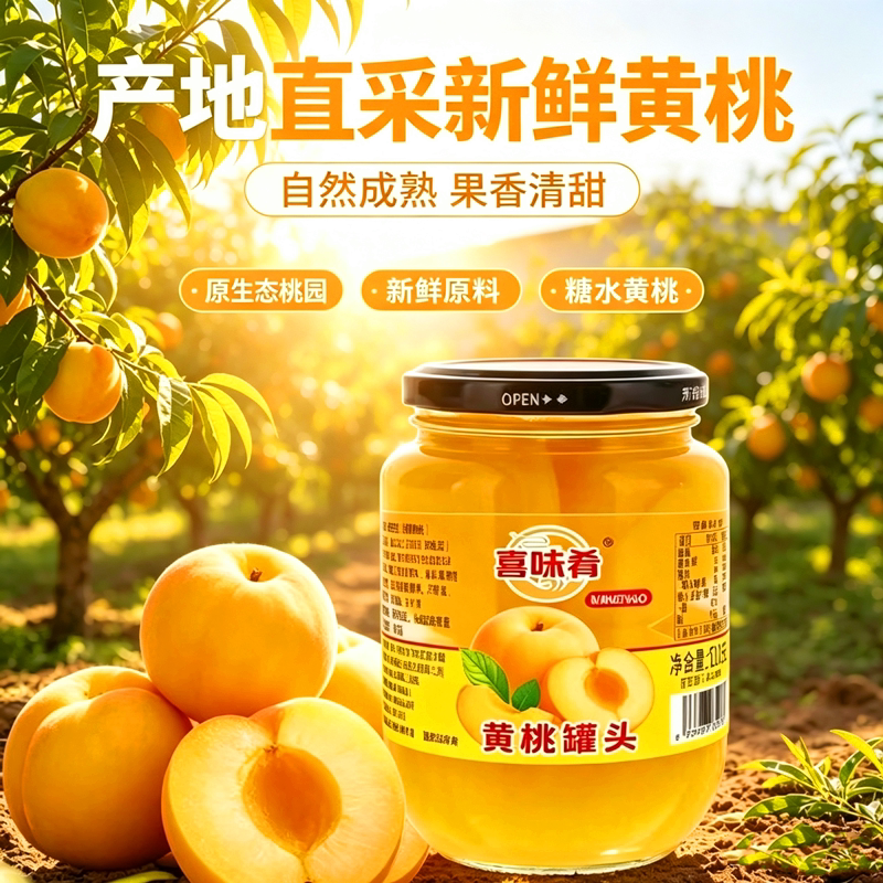 糖水黄桃罐头510g整箱即食