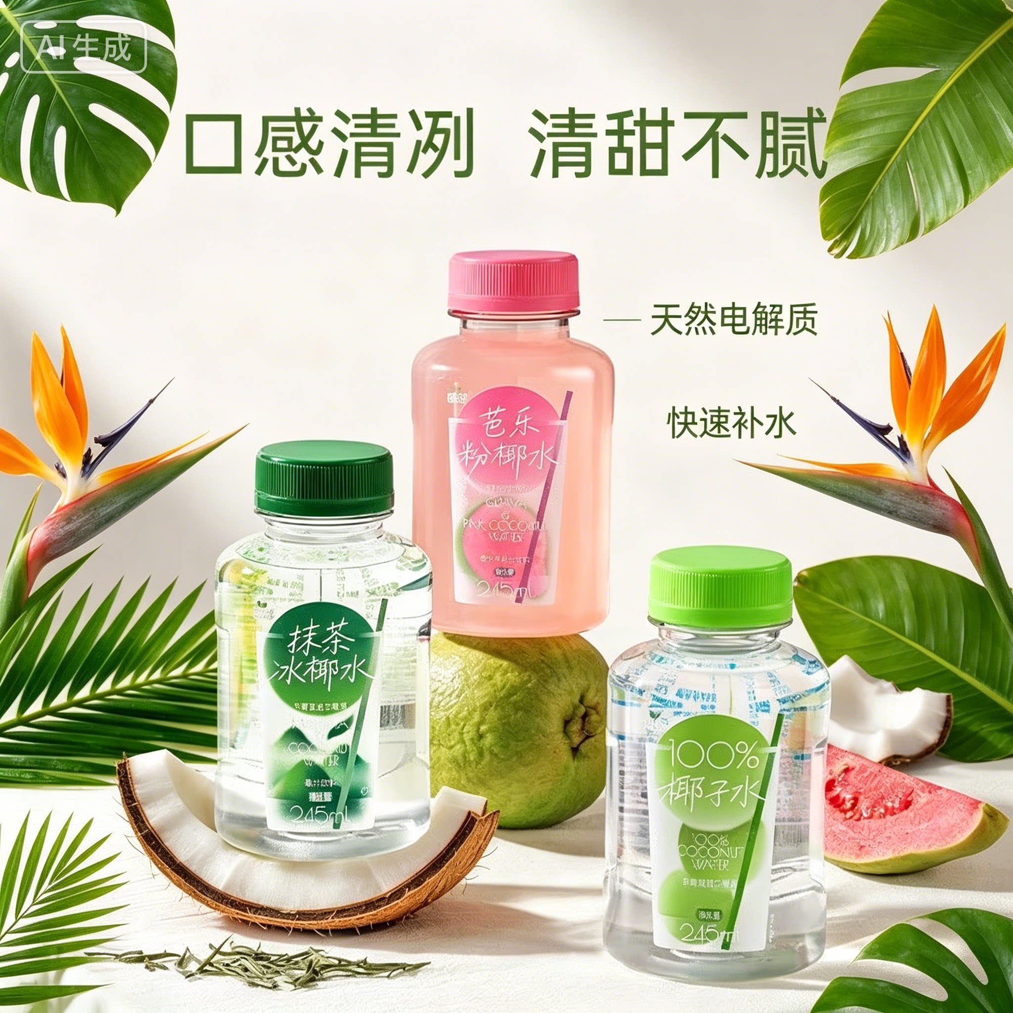 植邻迷你便携抹茶椰子水瓶装