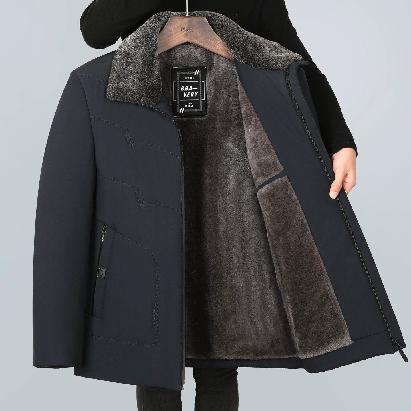 德国精工中老年男加绒加厚棉服