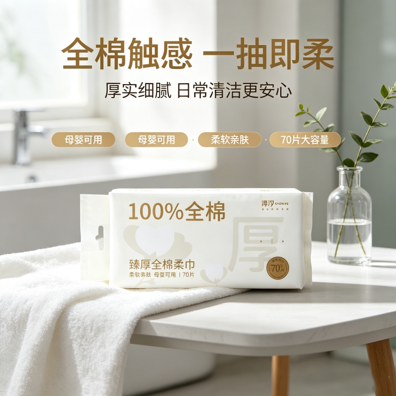 淳汐臻厚全棉柔巾母婴可用亲肤