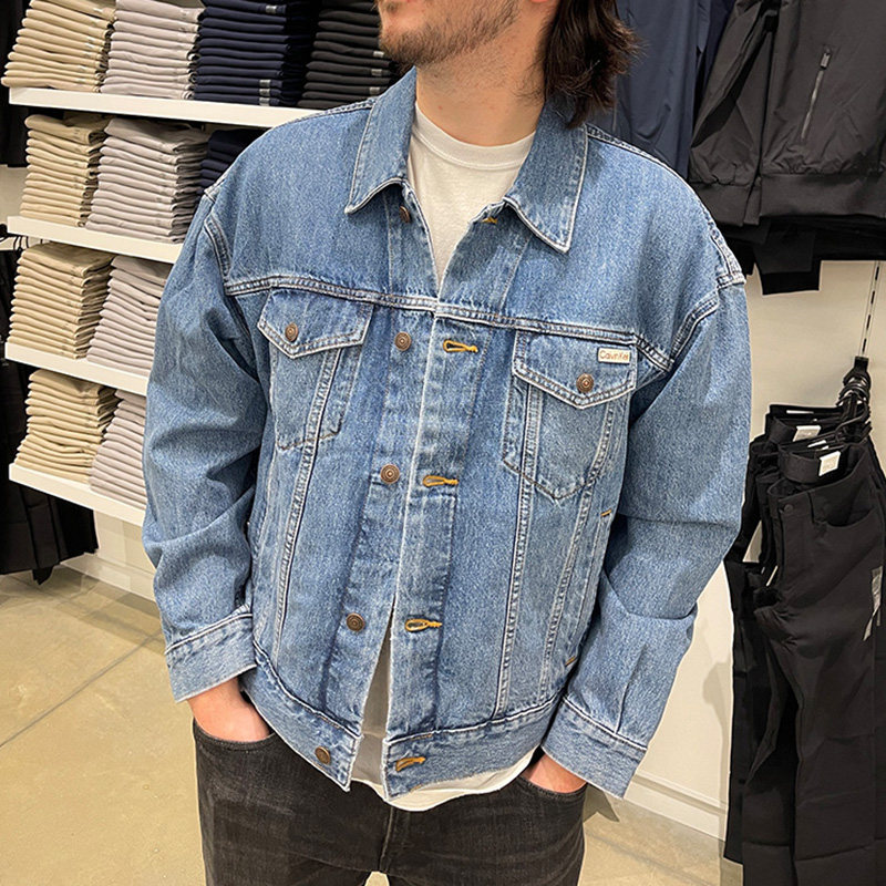 calvin klein/ck男士春秋新款时尚潮流os宽松休闲牛仔夹克外套