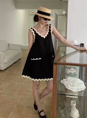 韩国tara by motion无袖连衣裙小清新简约风小众设计感吊带裙女