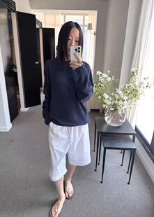 nothing written夏季新款阔腿裤韩系宽松显瘦蕾丝边短裤五分裤