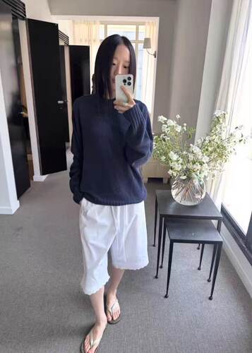 nothing written夏季新款阔腿裤韩系宽松显瘦蕾丝边短裤五分裤