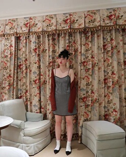 现货～韩国代购freckle吊带花边连衣裙23年春夏新款灰色小短裙女