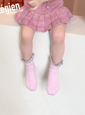 collegien袜女童短袜秋冬埃及长绒棉花边公主袜婴幼儿宝宝袜子