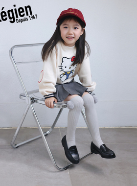 法国Collegien女童袜子秋冬限定款绒球女宝宝中筒袜洋气小腿袜子