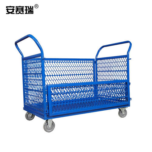 安赛瑞周转网格车重型手推搬运仓储低噪音折叠工具网笼车网格大号