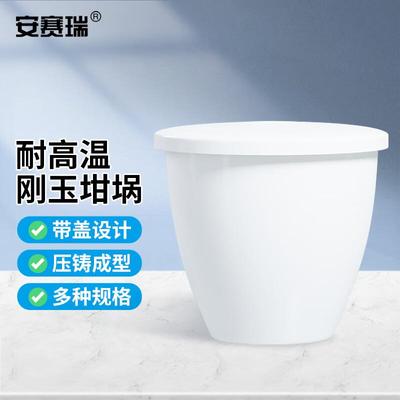 安赛瑞刚玉坩埚实验室耐高温氧化铝坩埚弧形带盖10ml6A00880