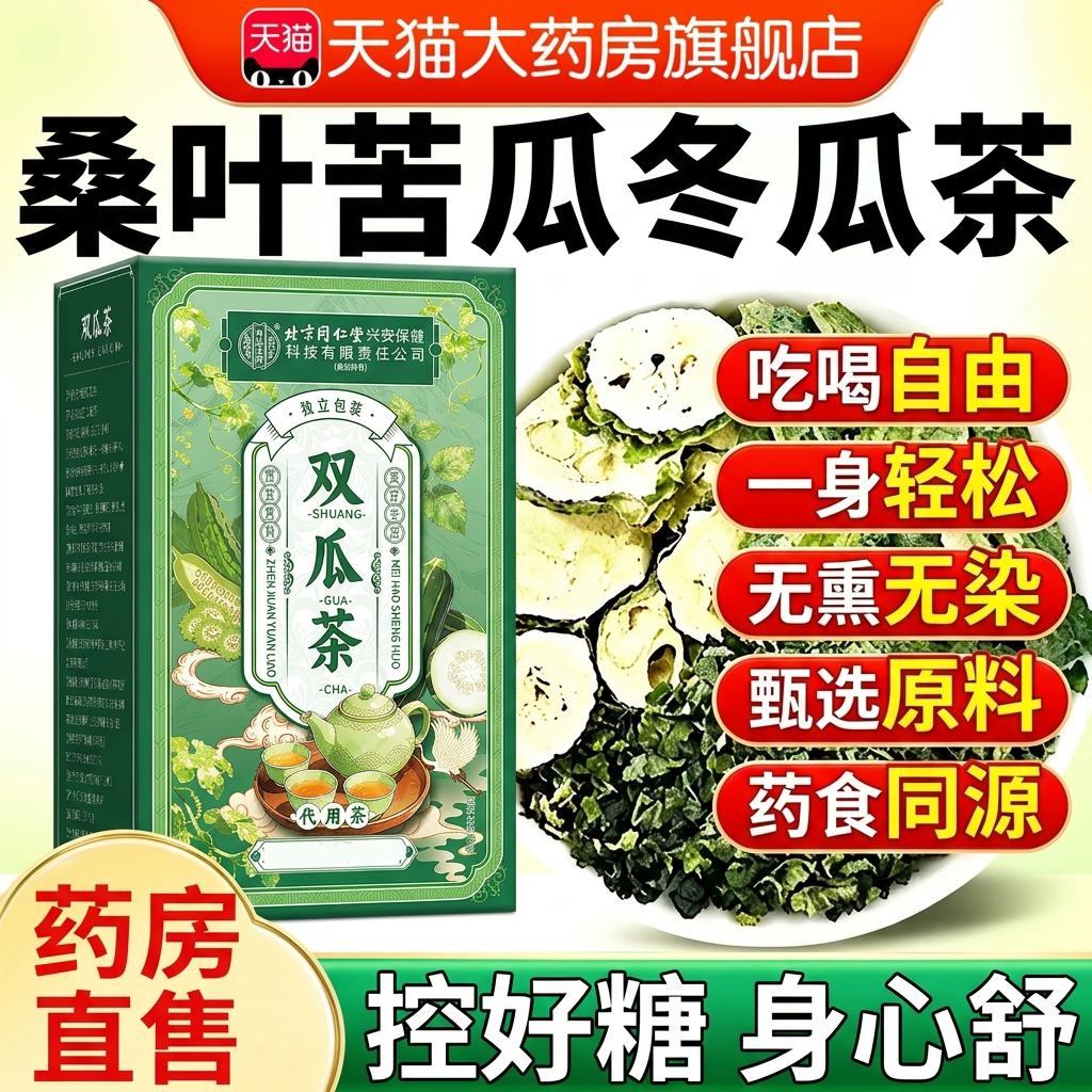 北京同仁堂桑叶双瓜茶降苦瓜血冬瓜茶糖正品泡水专养生用图片