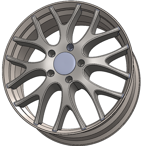 48cm轿车铝合金汽车轮辋3D三维几何数模型Solidworks辐条式车轮辋