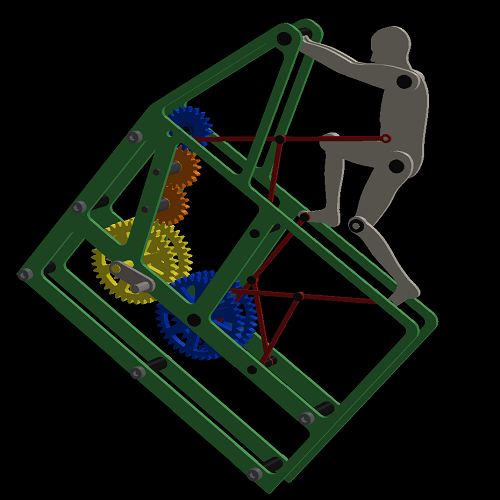 手摇小人散步跑步推车齿轮玩具三维几何数模型3D打印素材非实物