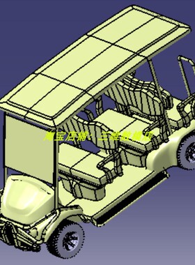 6座电动高尔夫球车带棚汽车3D三维几何数模型座椅子车轮胎外观stp