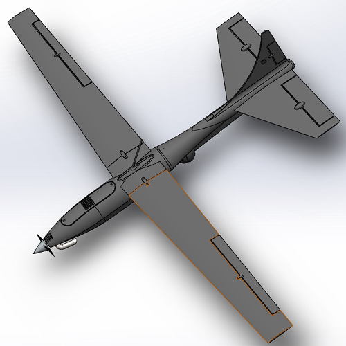 2米固定翼飞机无人机uav水平尾翼曲面3d三维几何数模型螺旋桨飞机