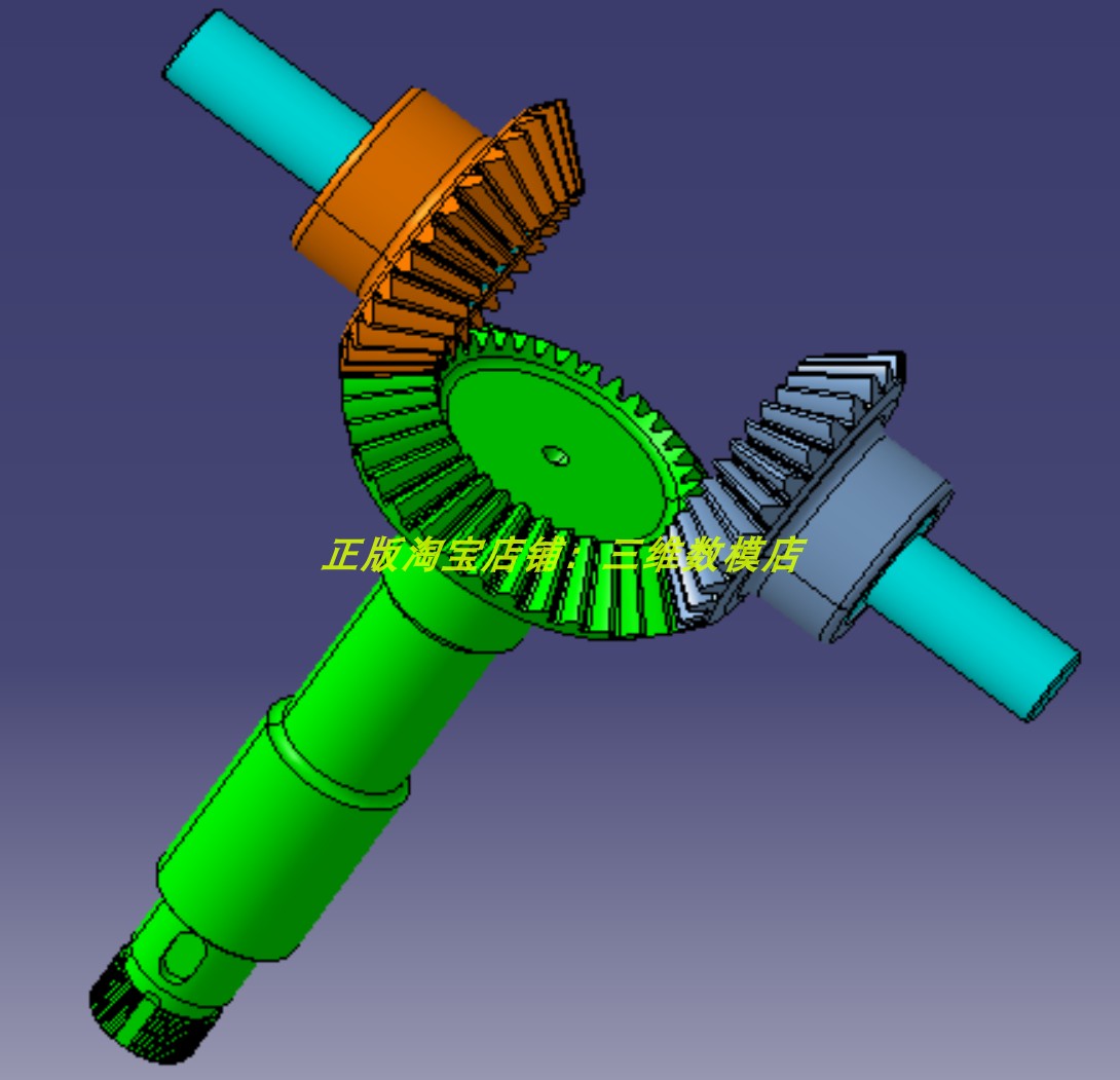 锥齿轮总成 主从动三齿轮配合 catia含参 3d三维模型几何数模建模