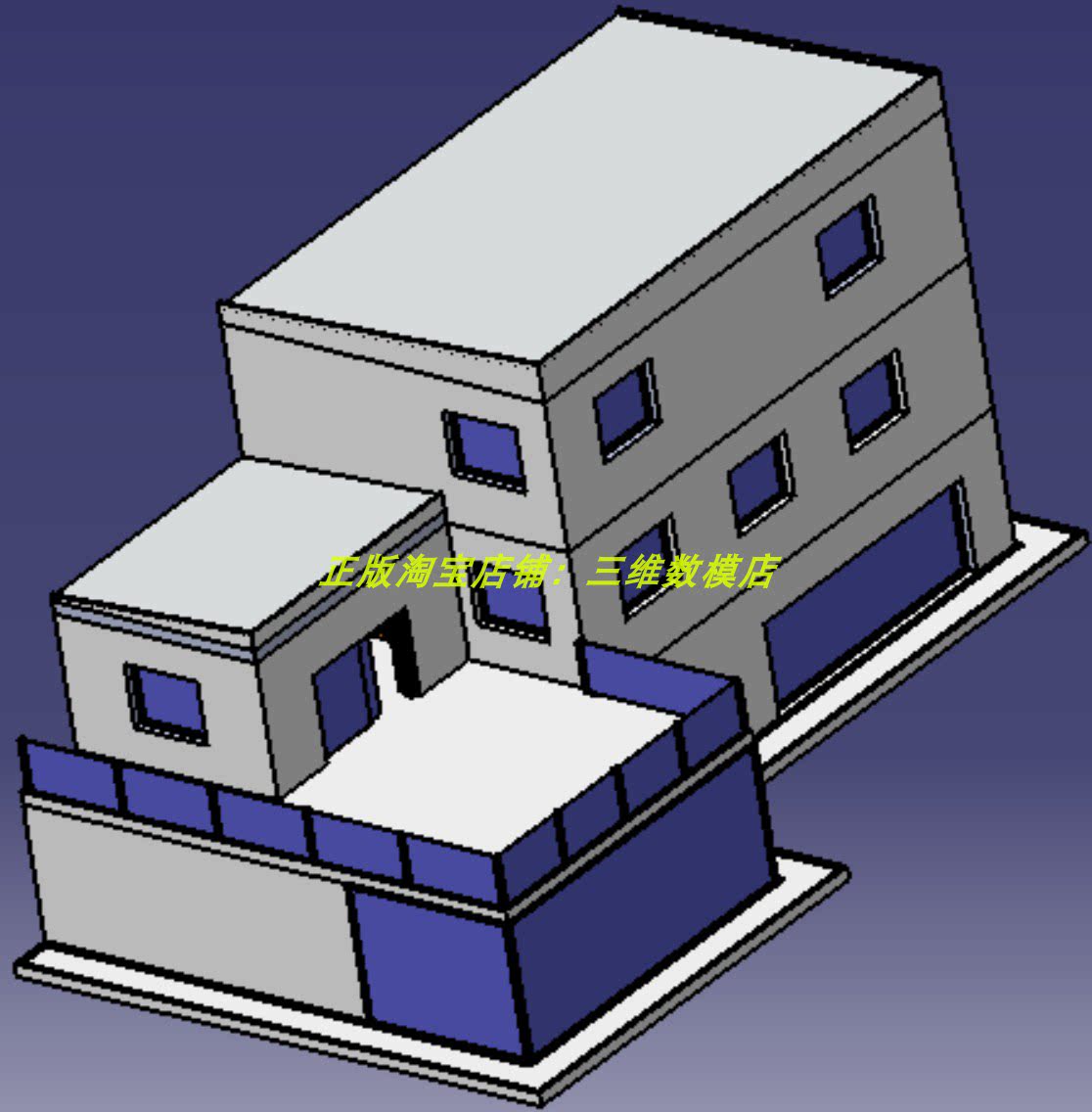 带室内游泳池3三层独栋别墅小楼房屋子三维几何数模型 3d打印素材